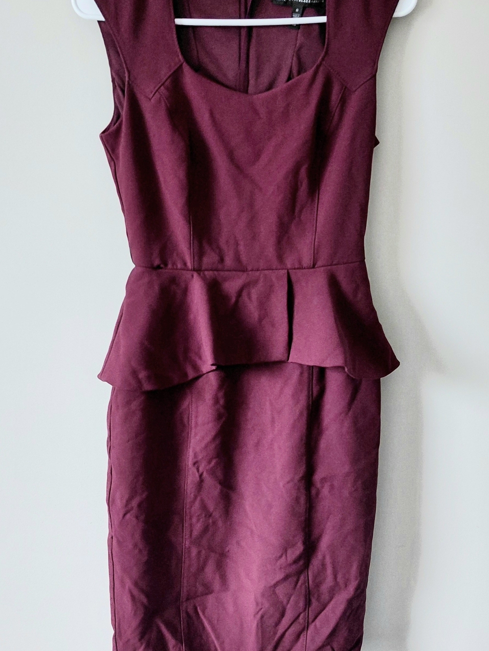 White House Black Market Sleeveless Peplum Sheath Dress in Burgundy